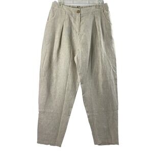 Minibee Linen Pants Womens Size‎ Large Beige Oatmeal Slacks Pockets Coastal   #2
